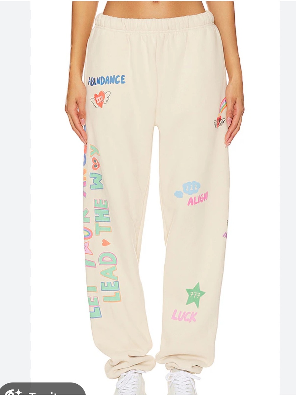 The Mayfair Group Angels All Around Us Cream Sweat Pants Medium/ Large